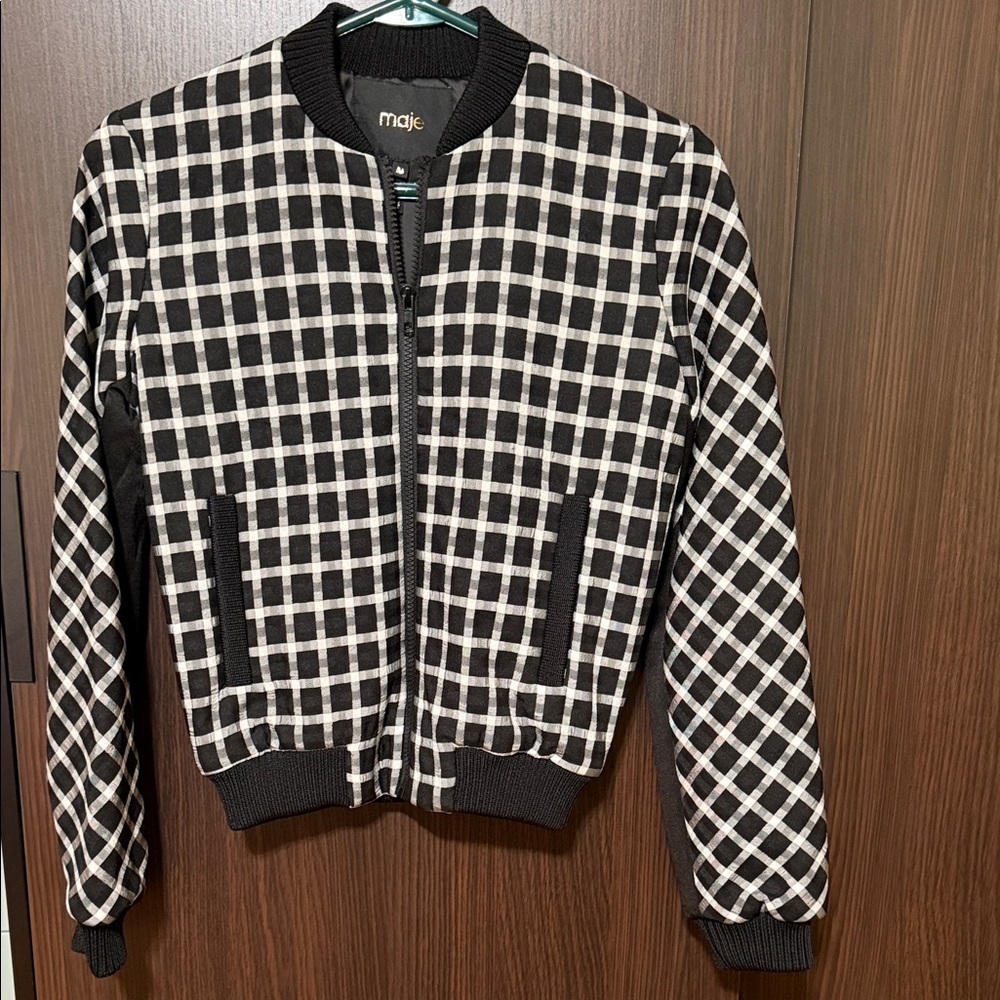 Maje Black and White Checkered Jacket, EU size 36/ US size S